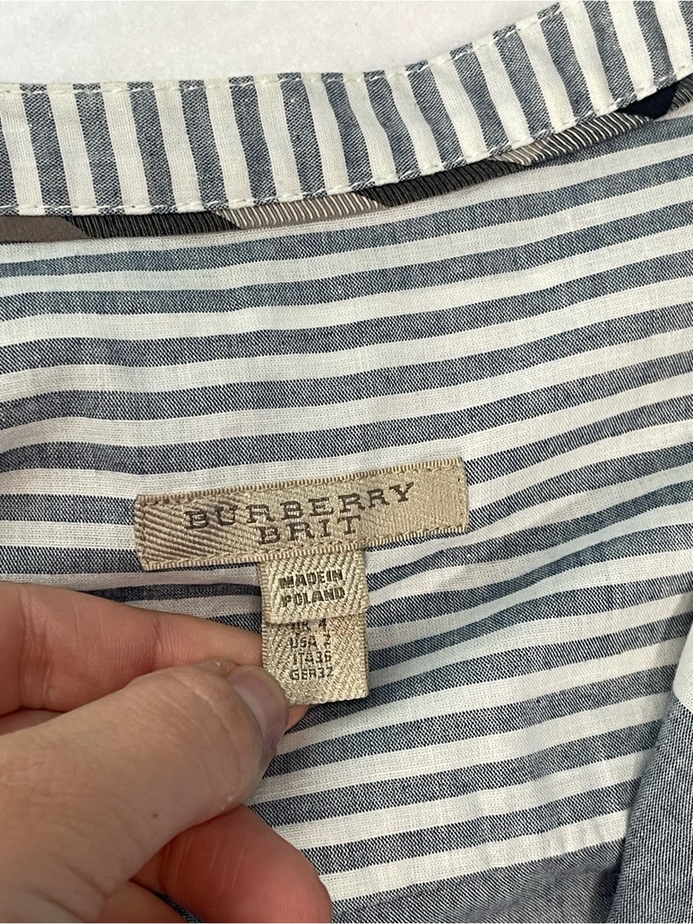 Burberry Brit Blue & White Striped Belted Shirt Dress Size 4 - Picture 5 of 16